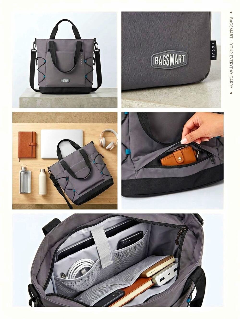 BAGSMART Focus Sport & Work laptop Tote Bag – Forged Iron (New With Tags)